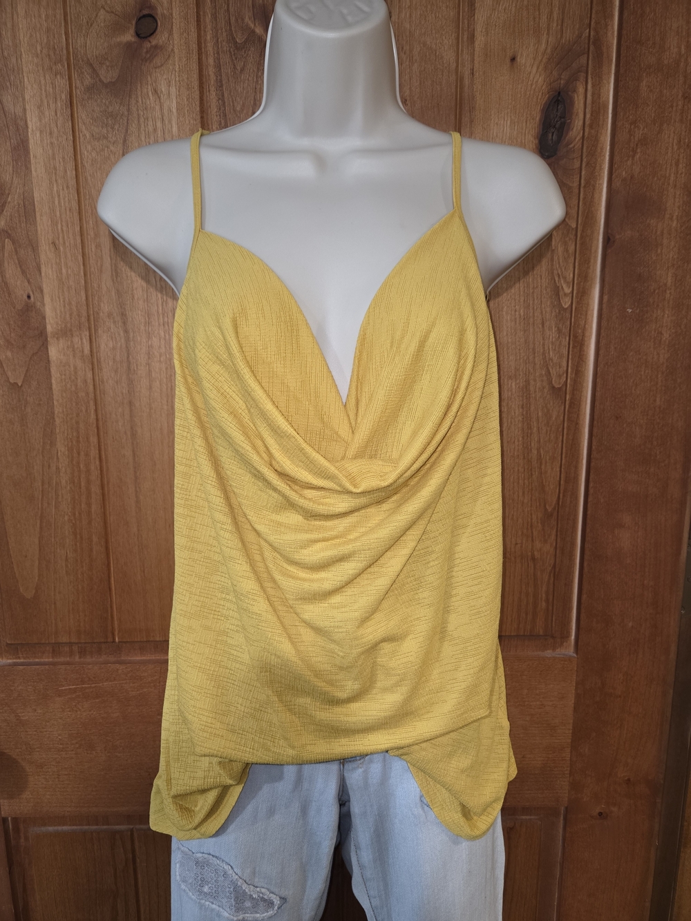 Jennifer‎ Lopez Yellow Draped V-Neck Cami with Spaghetti Straps